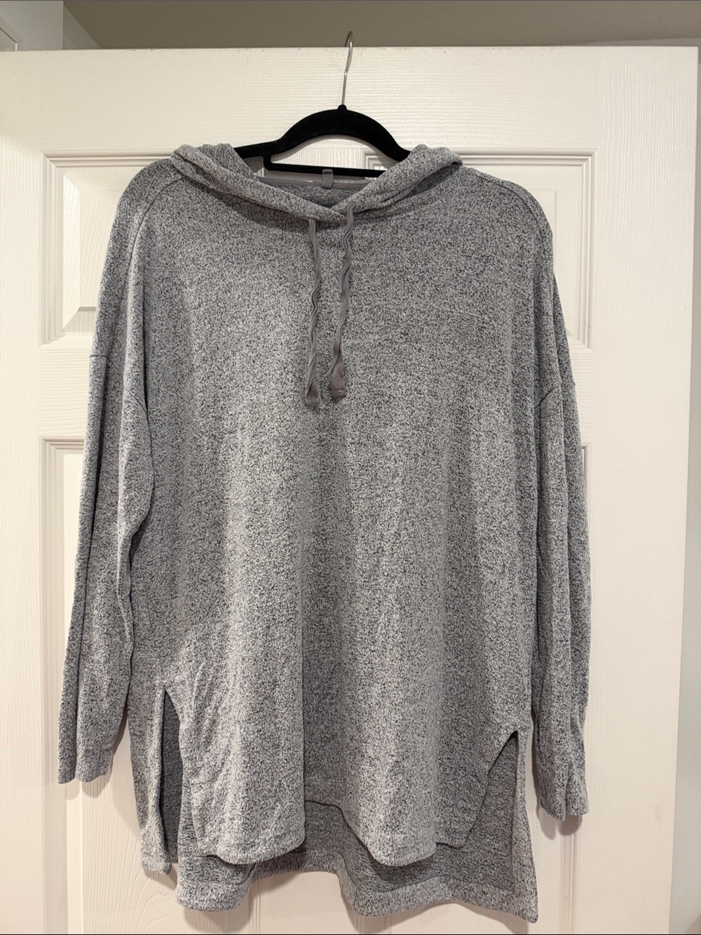 LOFT Light Heather Gray Hooded Crewneck Sweater